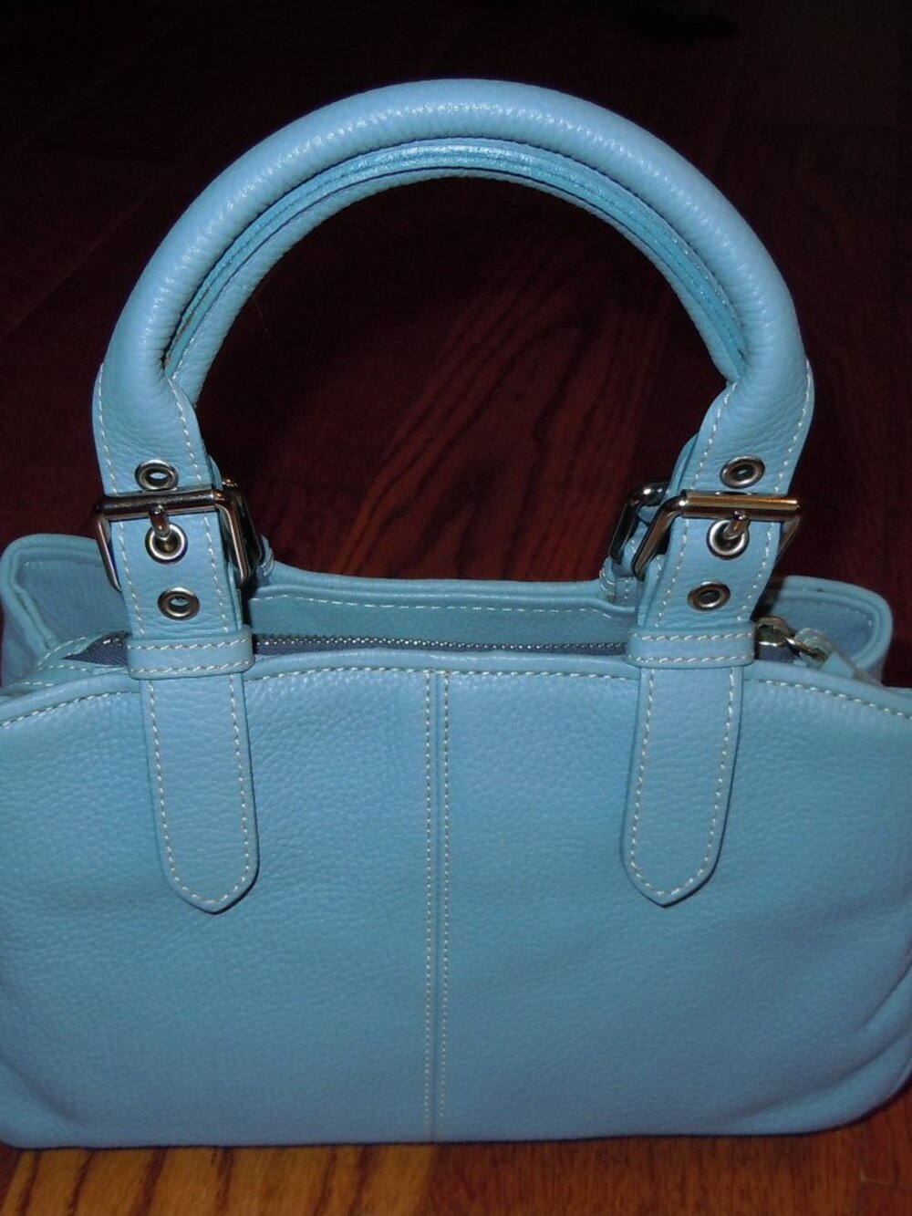DOONEY & BOURKE POWDER BLUE ALL WEATHER LEATHER COLLECTION SATCHEL HANDBAG EUC
